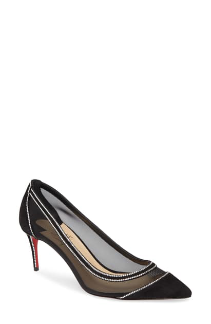 christian louboutin galativi mesh pointed red sole flats
