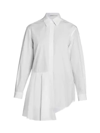 Agnona Luxury Poplin Asymmetric Peplum Shirt In White
