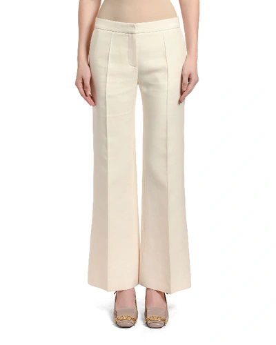 Valentino Wool-silk Wide-leg Pants In White