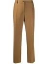 Agnona Wool Flannel Straight-leg Trousers In Light Brown