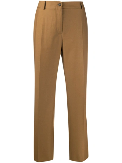 Agnona Wool Flannel Straight-leg Trousers In Light Brown