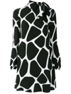 Valentino Giraffe Print Long Sleeve Silk Minidress In Avorio Nero