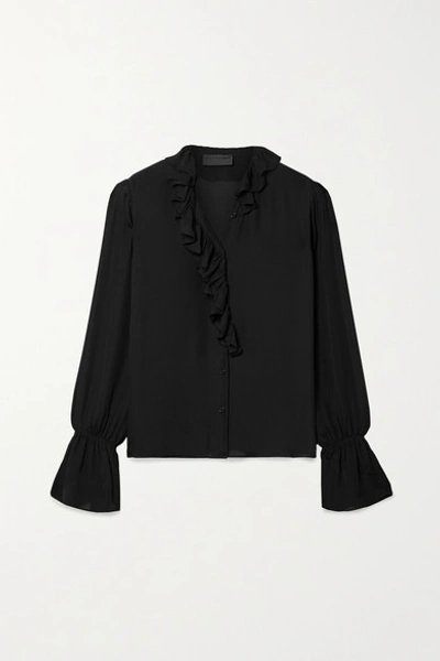 Nili Lotan Cecily Ruffled Silk-georgette Shirt In Black