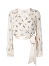 Temperley London Starlet Satin-trimmed Sequined Georgette Wrap Blouse In Neutrals