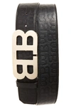 Bally Mirror B Calf Leather Textured Belt In Black