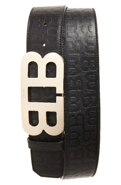 Bally Mirror B Calf Leather Textured Belt In Black