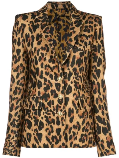 Rabanne Leopard-print Wool-blend Blazer In Beige