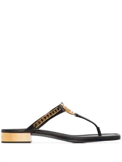 Balmain B Emblem Chain Sandals In Black