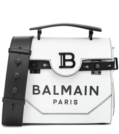 Balmain B-buzz Shoulder Bag In White Leather