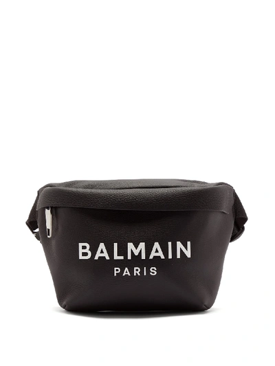 Balmain Logo-print Leather Belt Bag In Black