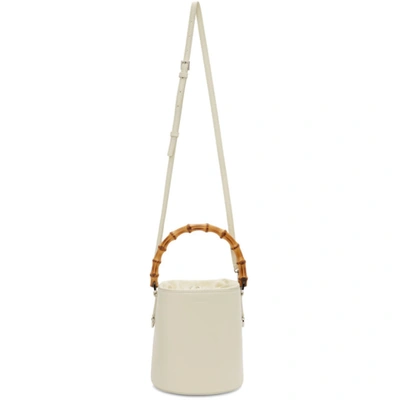 Jil Sander Soft Leather Small Bucket Bag W/bamboo Handle In White