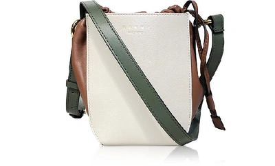 Marni Color Block Leather Shoulder Bag In White