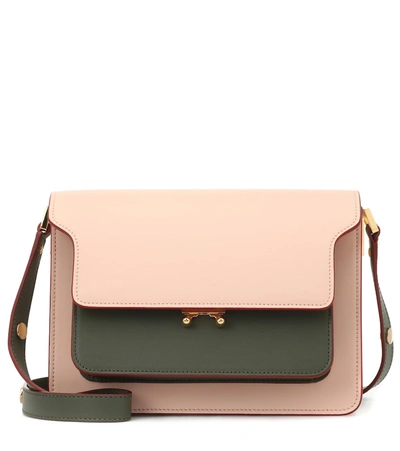 Marni Trunk Medium Leather Shoulder Bag In Pink