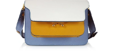 Marni Color Block Saffiano Leather Micro Trunk Bag In White