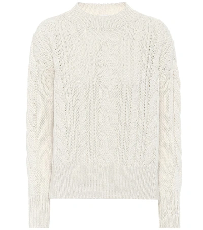 Agnona Cashmere Cable-knit Mock-neck Sweater In White