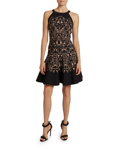 Alaïa Closerie Print Jersey Halter Dress In Black/brown