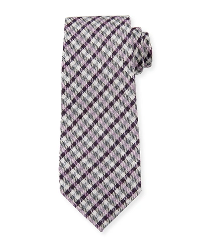 Tom Ford Plaid Wool/silk Tie In Purple