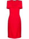 Givenchy Cape-effect Wool-crepe Dress In Red