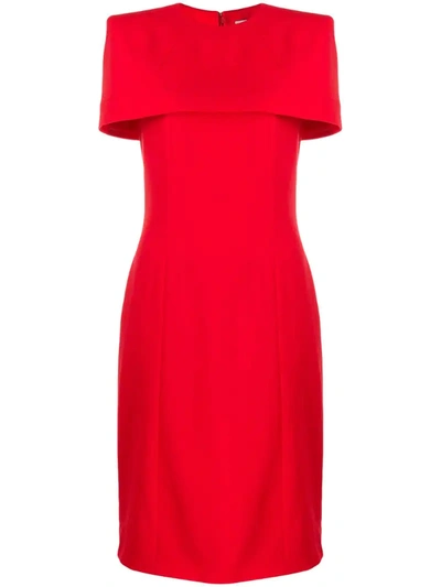 Givenchy Cape-effect Wool-crepe Dress In Red