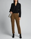 Kobi Halperin Bella V-neck Blouson-sleeve Silk Blouse In Black