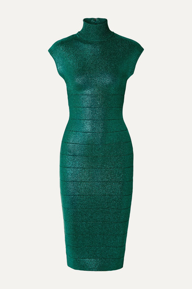 emerald green turtleneck dress