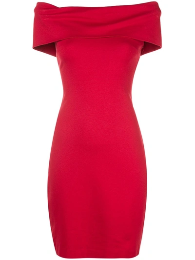 Rosetta Getty Banded Off-the-shoulder Dress In Red