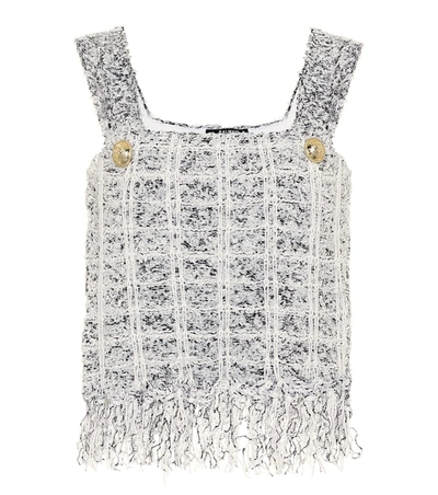 Balmain Fringed Tweed Bra Top In Multicoloured