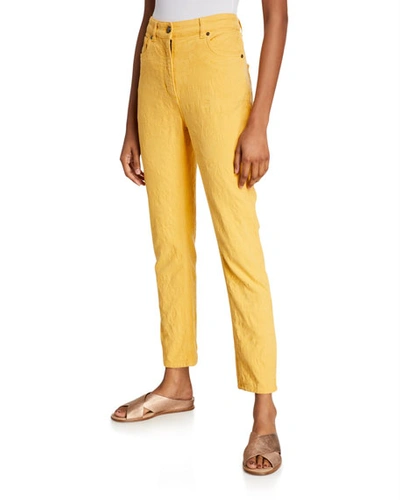 Etro Textured Straight-leg Jeans In Gold
