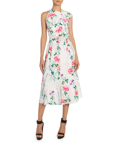 Andrew Gn Gathered Midi Dress In White