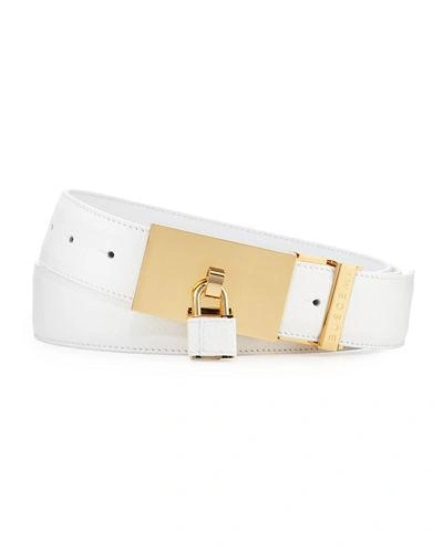 Buscemi Padlock buckle Leather Belt In Brown ModeSens