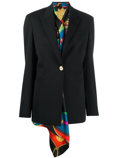 Versace Scarfed Detail Single-button Blazer In Black