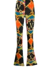 Versace Multicolor Greek-key-print Flared Leggings