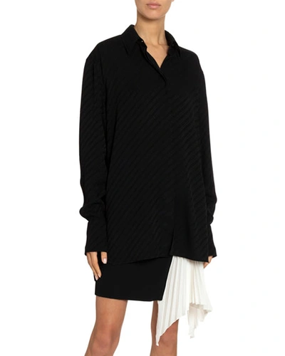 Givenchy Chain-jacquard Silk Shirt In Black