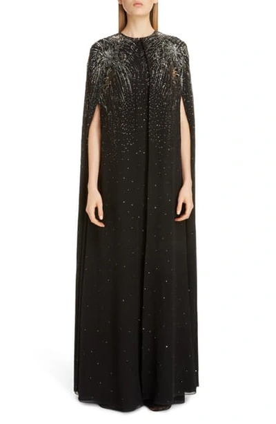 Givenchy Metallic Firework-embroidered Cape In Black
