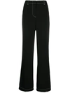 Escada Talicka Satin Straight-leg Trousers In Black
