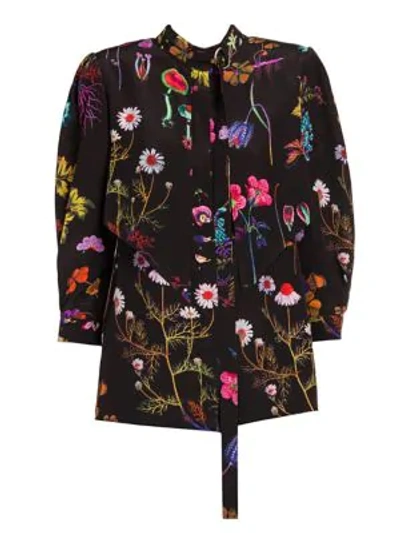 Stella Mccartney Floral-print Silk Button-front Shirt In Black