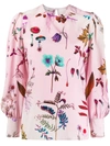 Stella Mccartney Floral-print Silk Button-front Shirt In Pink