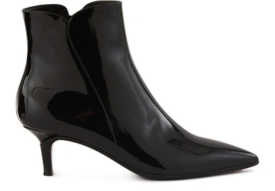 Gianvito Rossi Patent Leather Pointed Zip Booties In Black