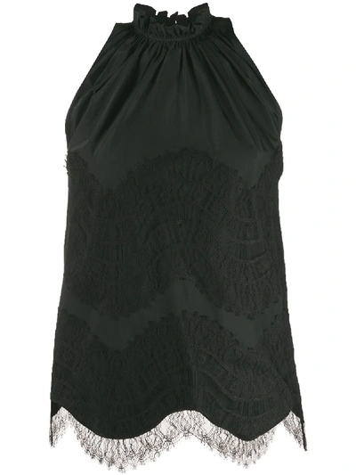 Givenchy Tech Taffeta Lace-trim Halter Top In Black