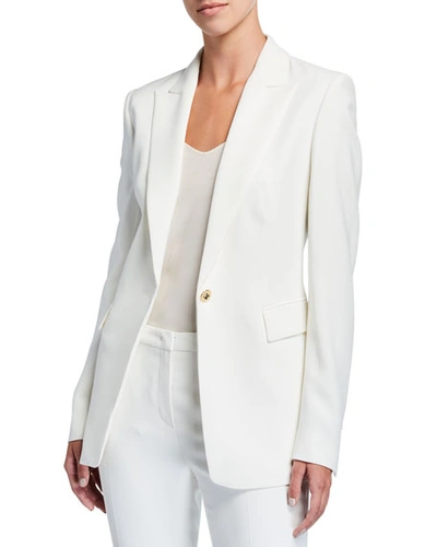 Escada Begask Classic One-snap Peak-lapel Jacket In Ivory