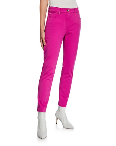 Escada Five-pocket Skinny-leg Ankle Jeans In Pink