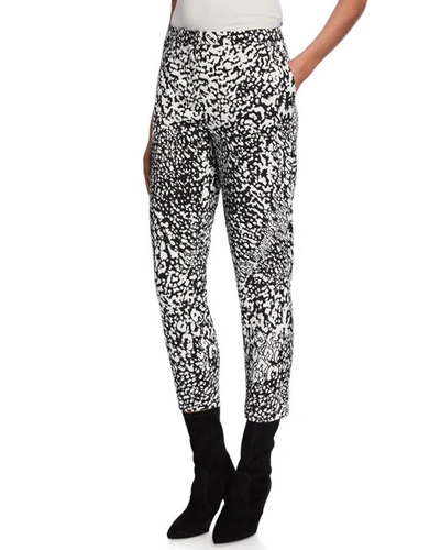 Escada Abstract Animal-print Crepe Cropped Pants In Multi