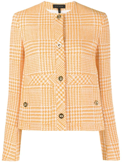 Escada Houndstooth Checked Cotton-tweed Jacket In Goasun