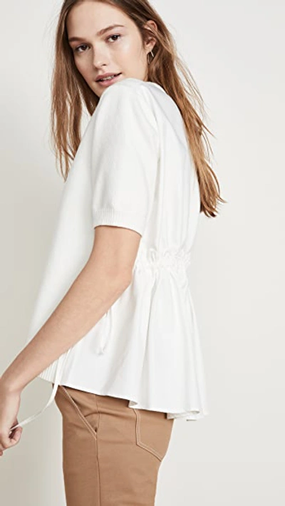 Adeam Scarf-back Short-sleeve Sweater In White