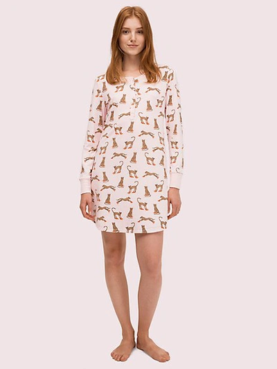Kate Spade Graphic-print Brushed Jersey Sleepshirt In Cat Shoes