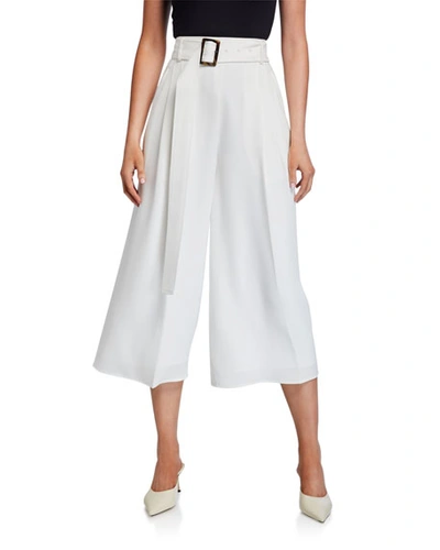 Adeam Crepe Belted Culottes In White