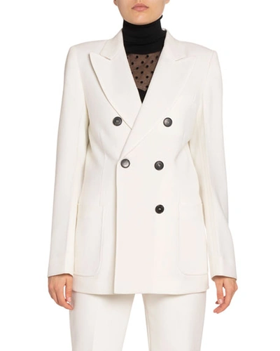 Victoria Beckham Wool Double-breasted Blazer Jacket In Off White