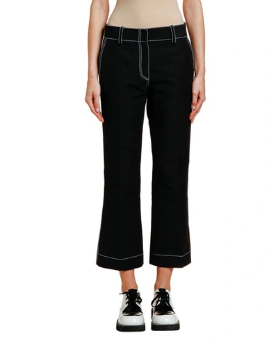 Marni Contrast-stitched Cotton Trousers In Black