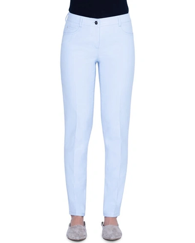 Akris Magda Cotton-silk Straight-leg Jeans In Light Blue