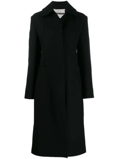 Jil Sander Long Fitted Coat In Black